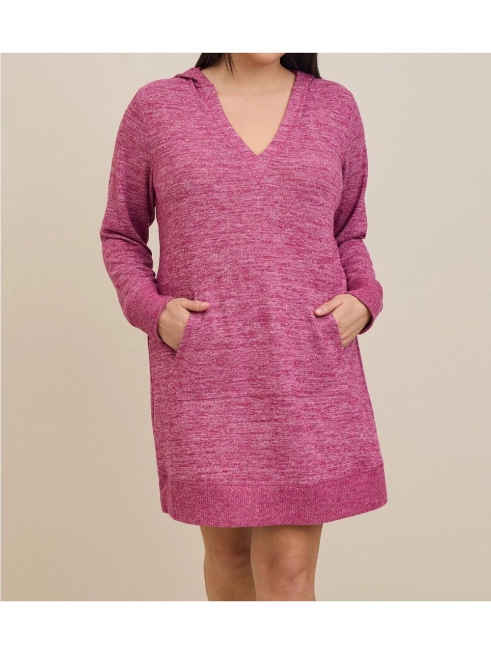 Torrid 3X Cozy V-Neck Hooded Sweater Sleep Dress Pink Loungewear Nightgown